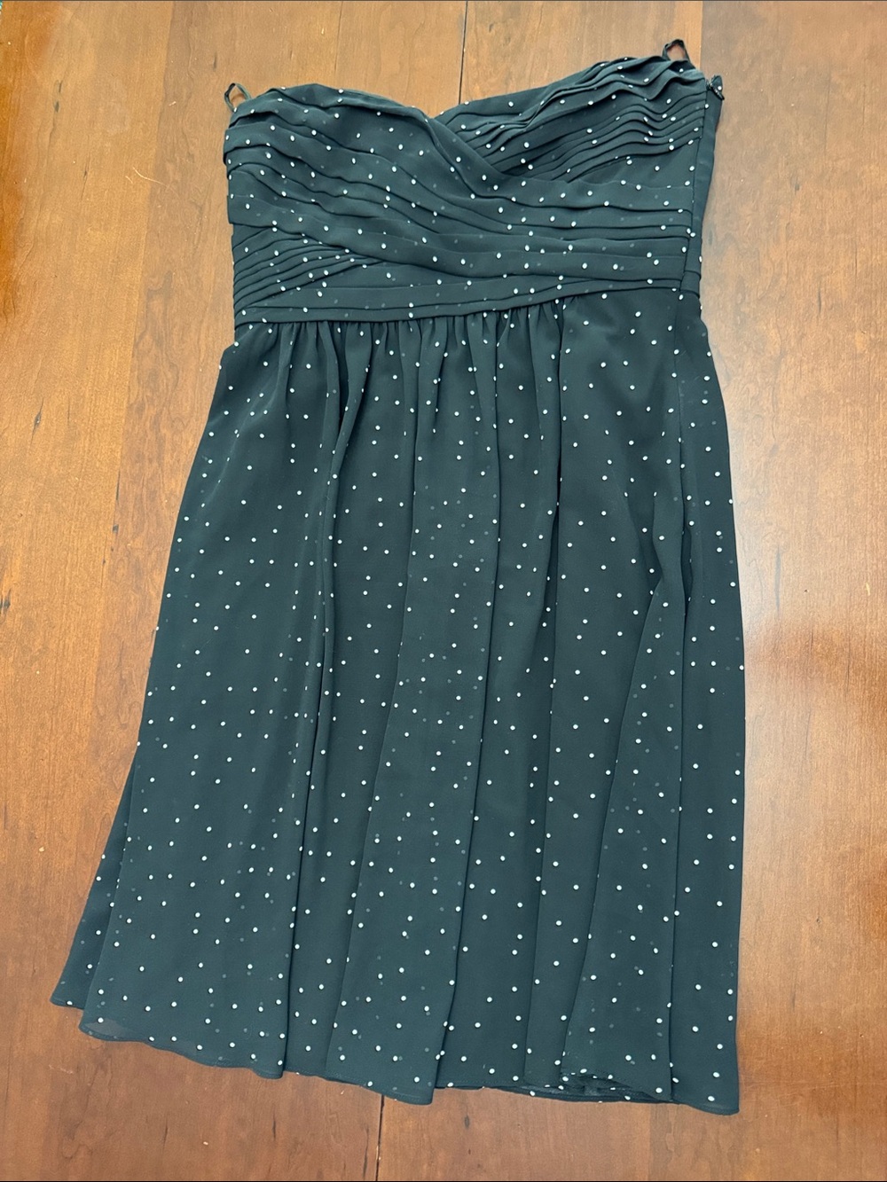 Ann Taylor Black Strapless Polka Dot Dress